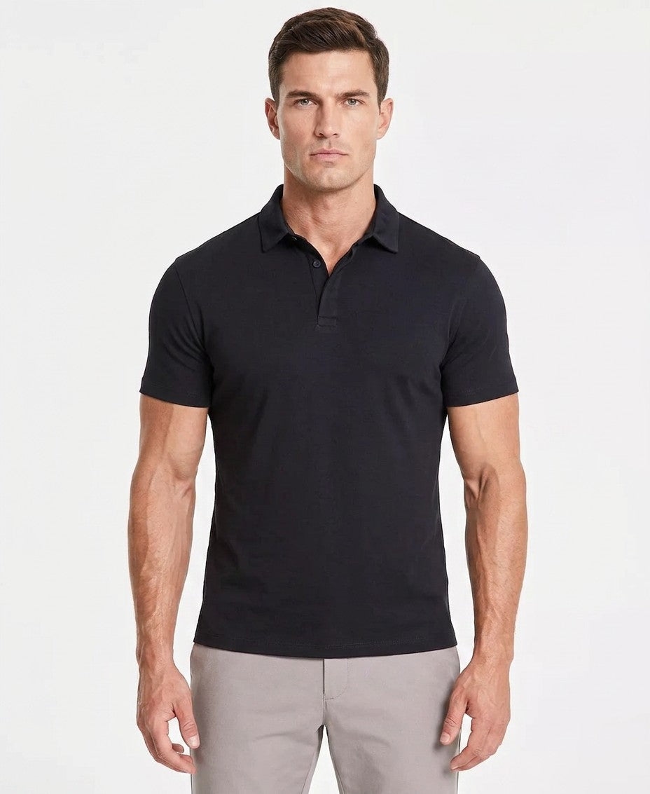 Alfani Alfatech Stretch Solid Polo Shirt (Created for Macy's) (Deep Black)