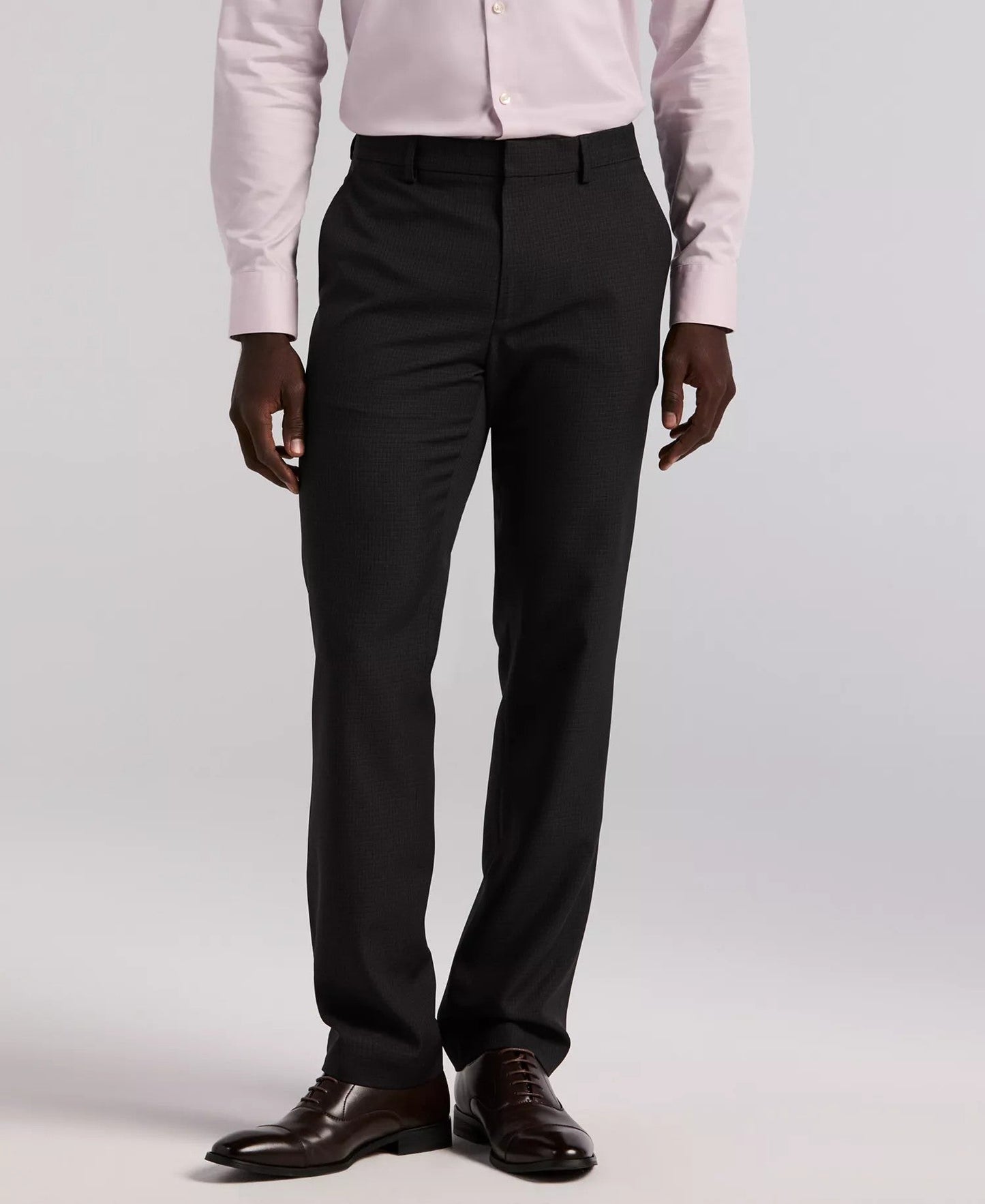 Perry Ellis Portfolio Modern Fit Stretch Solid Resolution Pants (Black Check Pattern)