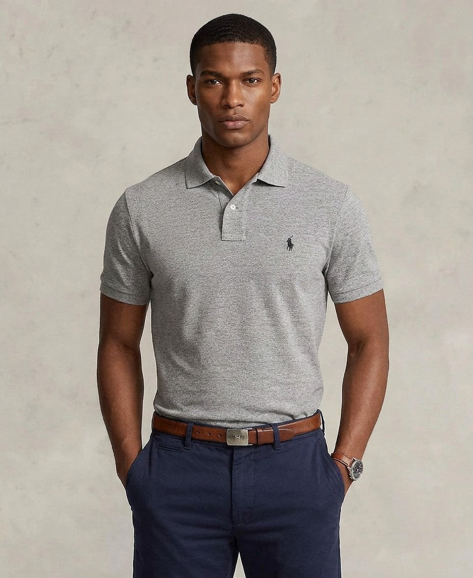 Polo Ralph Lauren Custom Slim Fit Mesh Polo (Canterbury Heather)