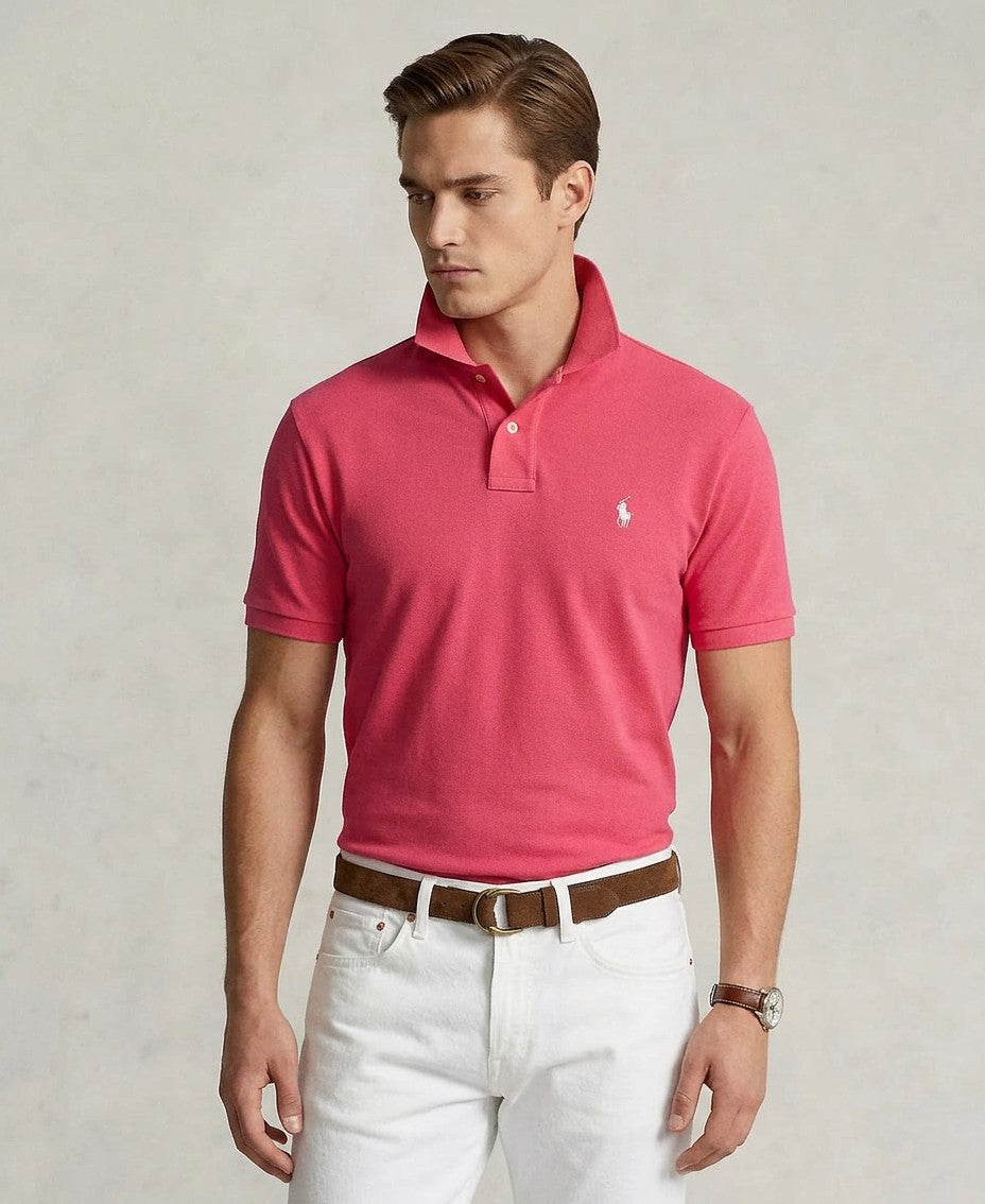 Polo Ralph Lauren Custom Slim Fit Mesh Polo (Hot Pink)