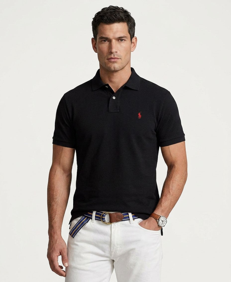 Polo Ralph Lauren Custom Slim Fit Mesh Polo (Polo Black)