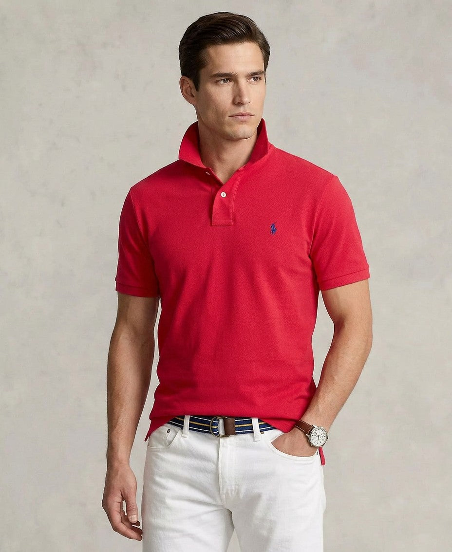 Polo Ralph Lauren Custom Slim Fit Mesh Polo (Red)