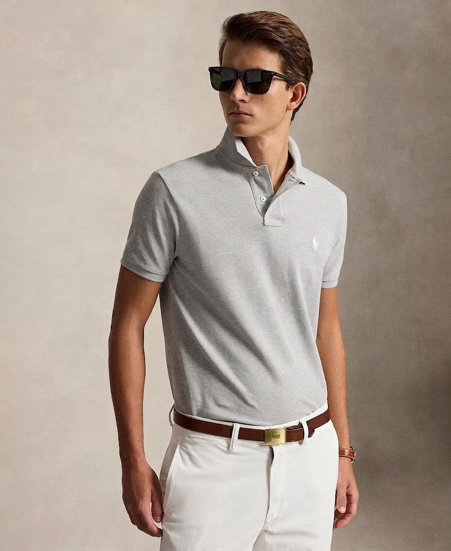 Polo Ralph Lauren Custom Slim Fit Mesh Polo (Spring Heather)