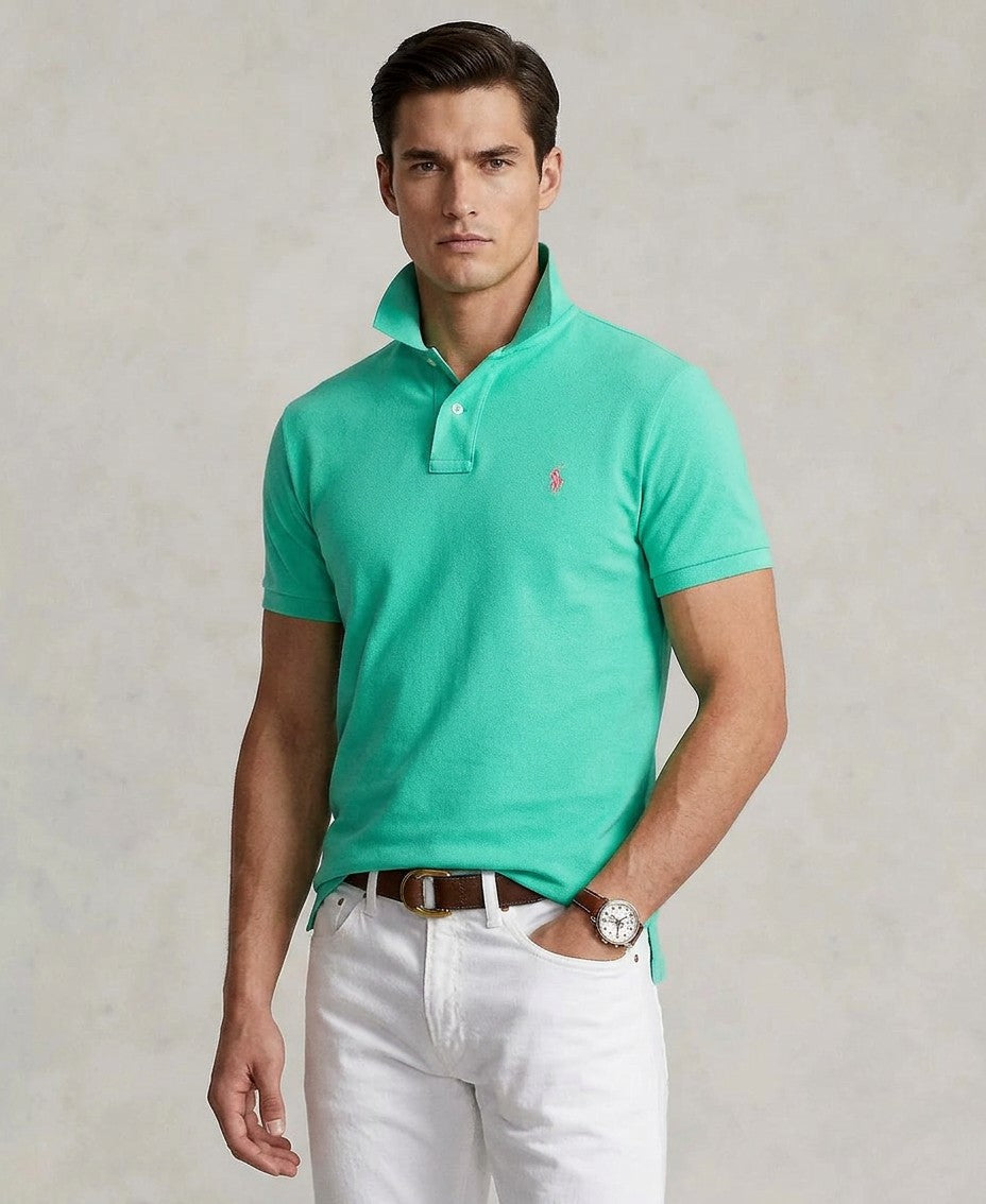 Polo Ralph Lauren Custom Slim Fit Mesh Polo (Sunset Green)