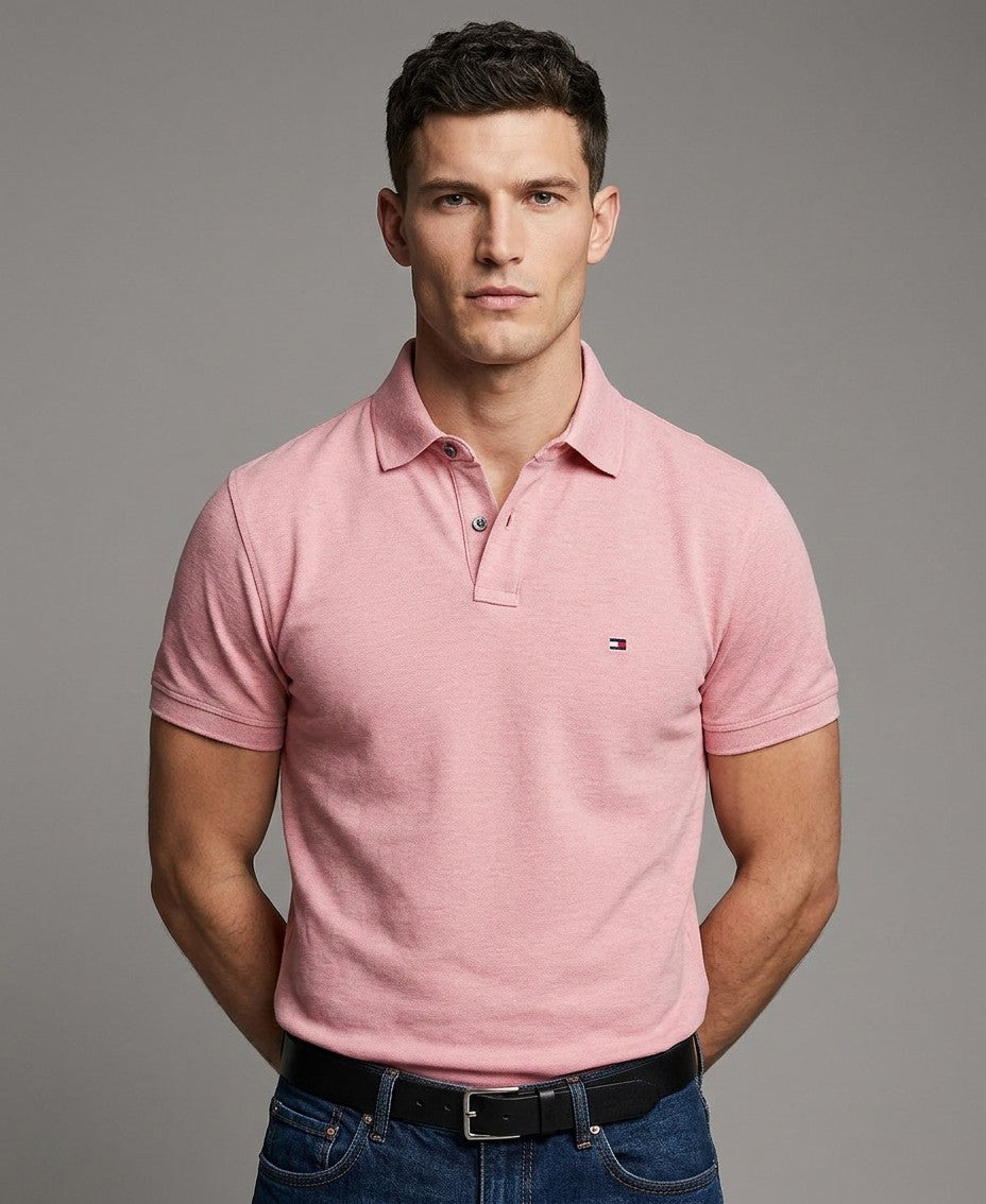 Tommy Hilfiger 1985 Slim Fit Polo Shirt (Camelia Blush Heather)