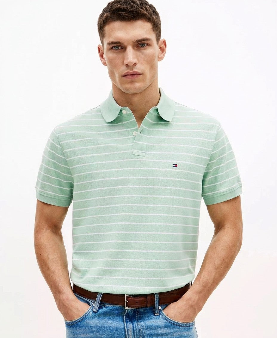 Tommy Hilfiger 1985 Slim Fit Polo Shirt (Crushed Mint White)