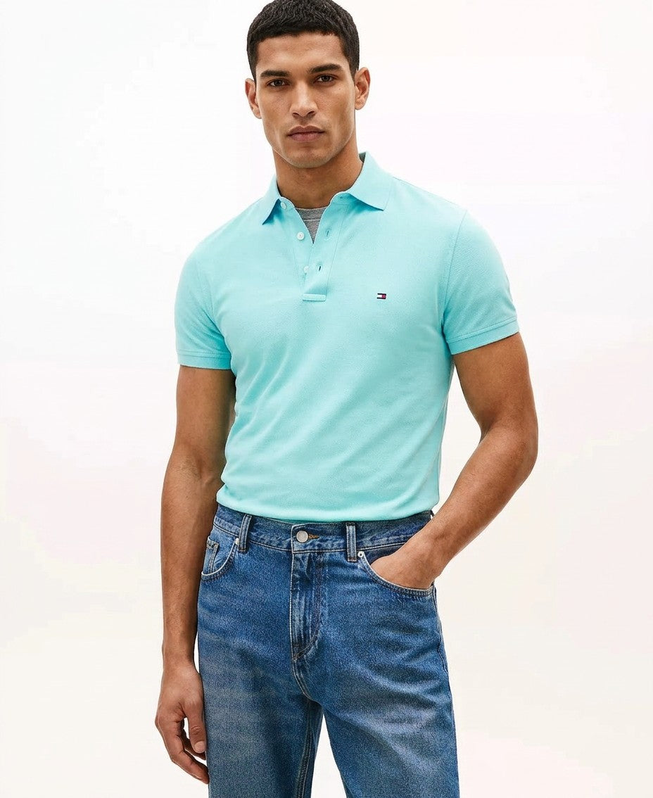 Tommy Hilfiger 1985 Slim Fit Polo Shirt (Dewy Blue)