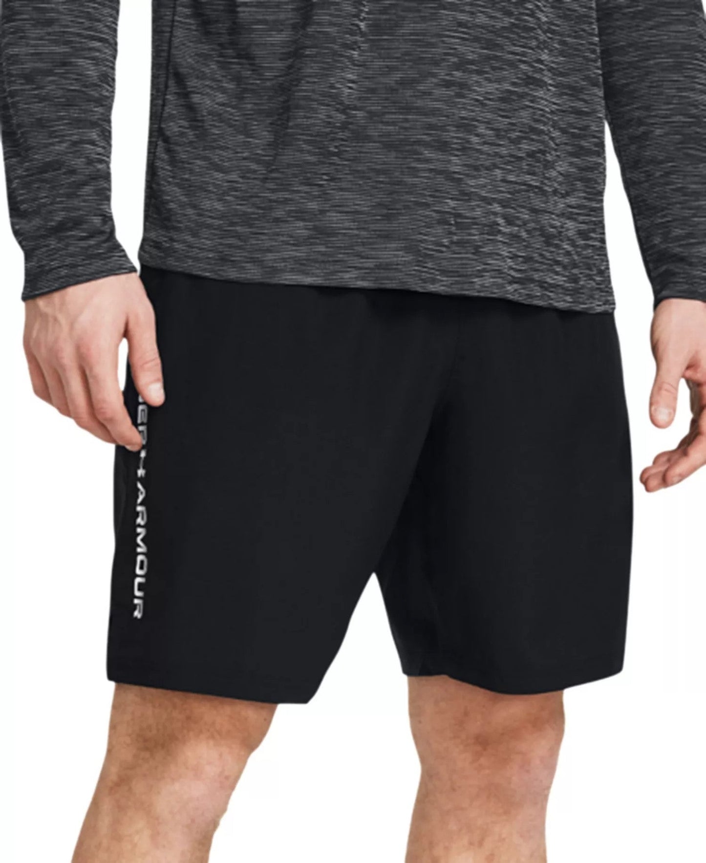 Under Armour Moisture Wicking Logo Print 8 1 4 Tech Shorts (Black White)