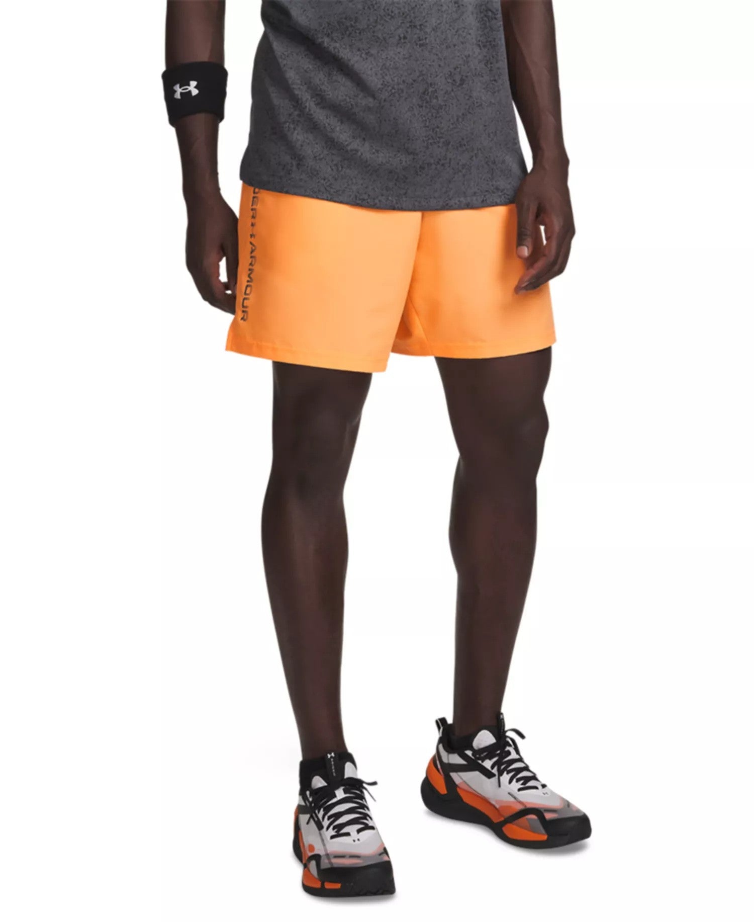 Under Armour Moisture Wicking Logo Print 8 1 4 Tech Shorts (Orange Block)