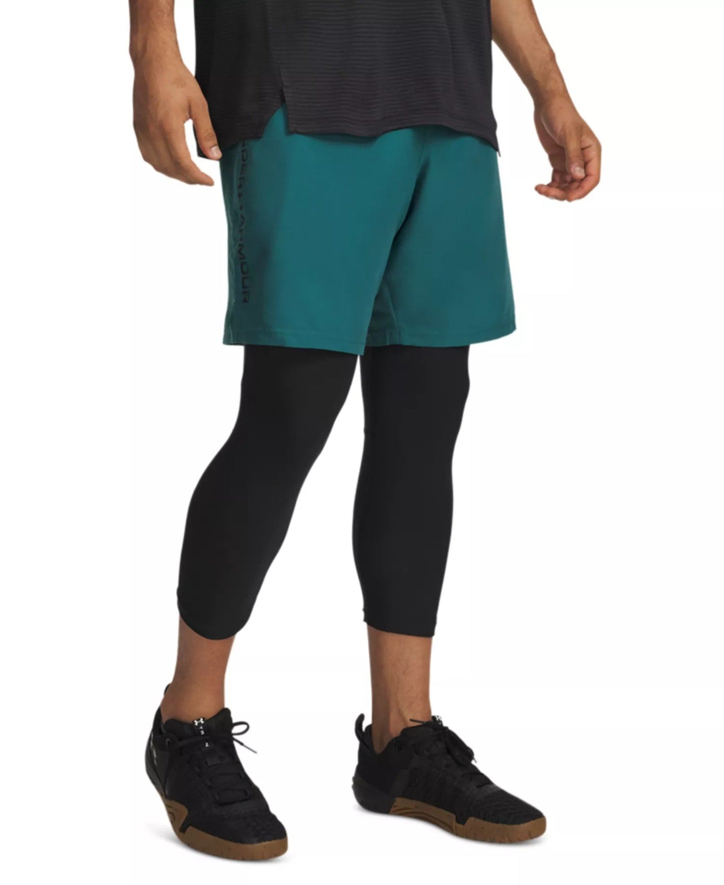 Under Armour Moisture Wicking Logo Print 8 1 4 Tech Shorts (Rack Green Black)
