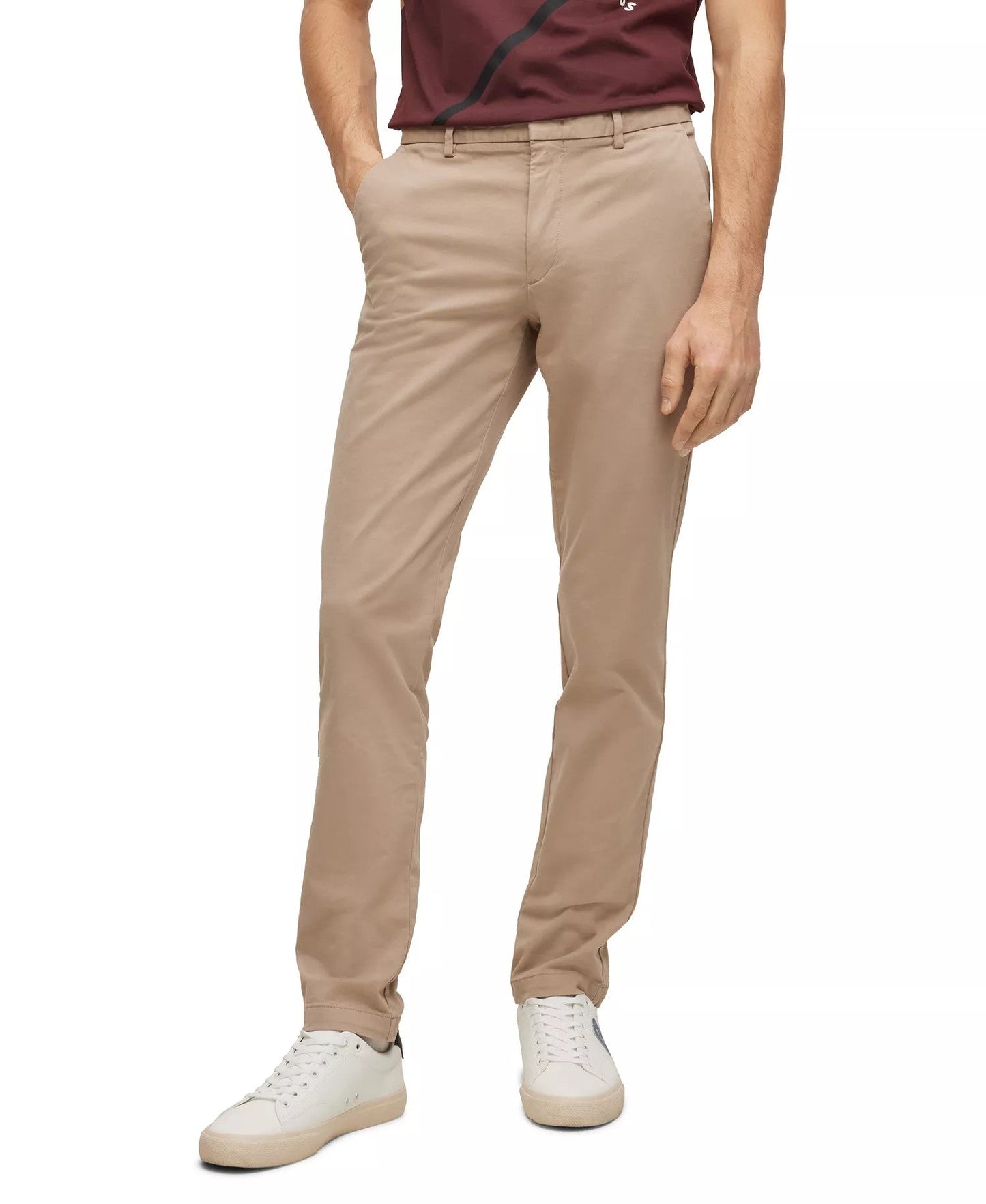 Boss By Hugo Boss Stretch Cotton Gabardine Slim Fit Chinos (Open Beige)