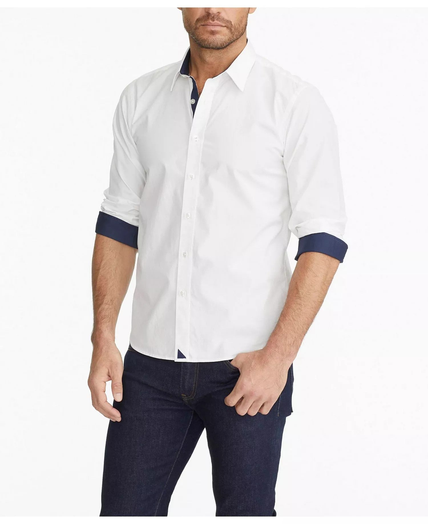 Untuckit Regular Fit Wrinkle-Free Las Cases Special Button-Up Shirt (White)