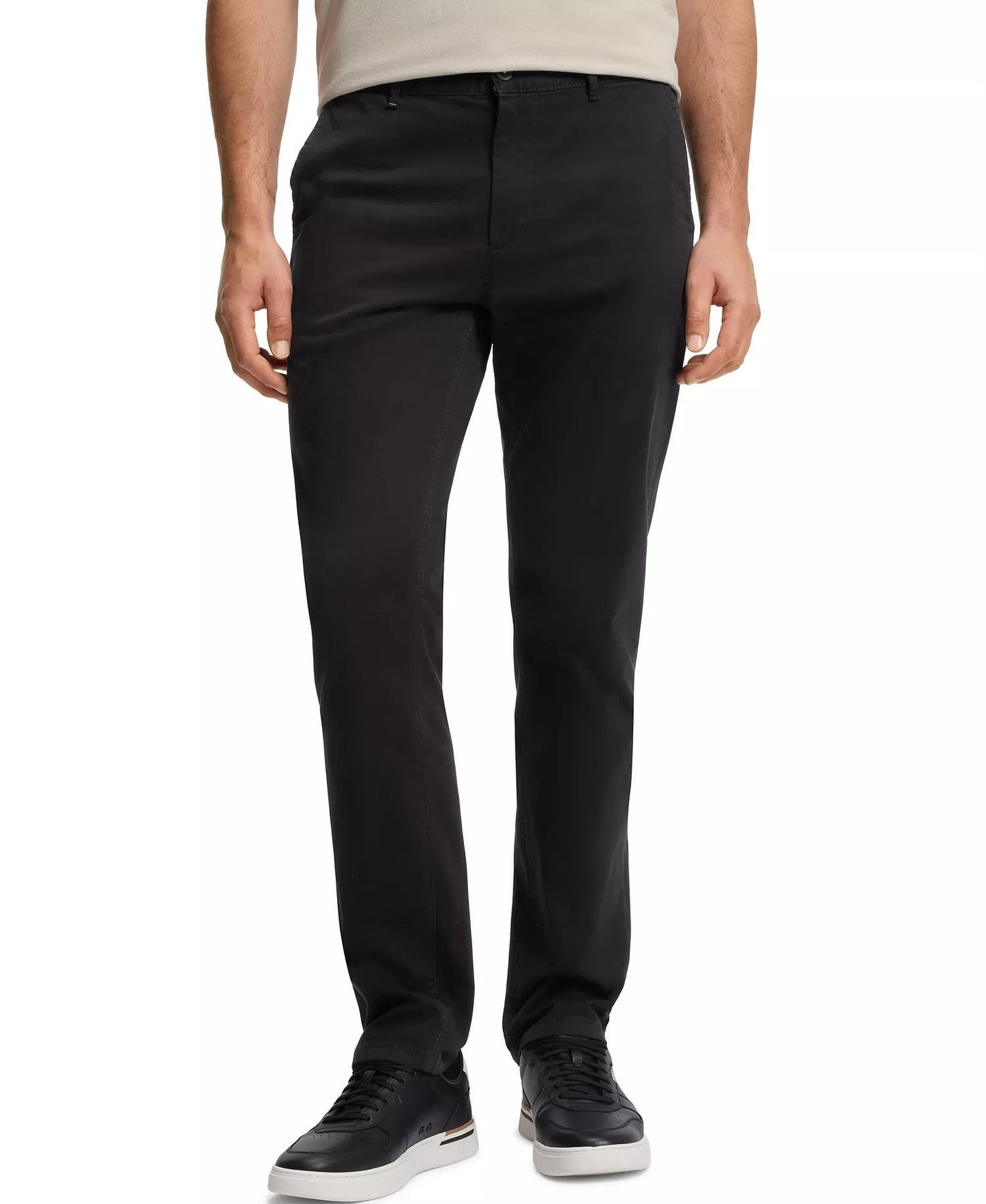 Boss By Hugo Boss Stretch Cotton Satin Slim Fit Chinos (Black)