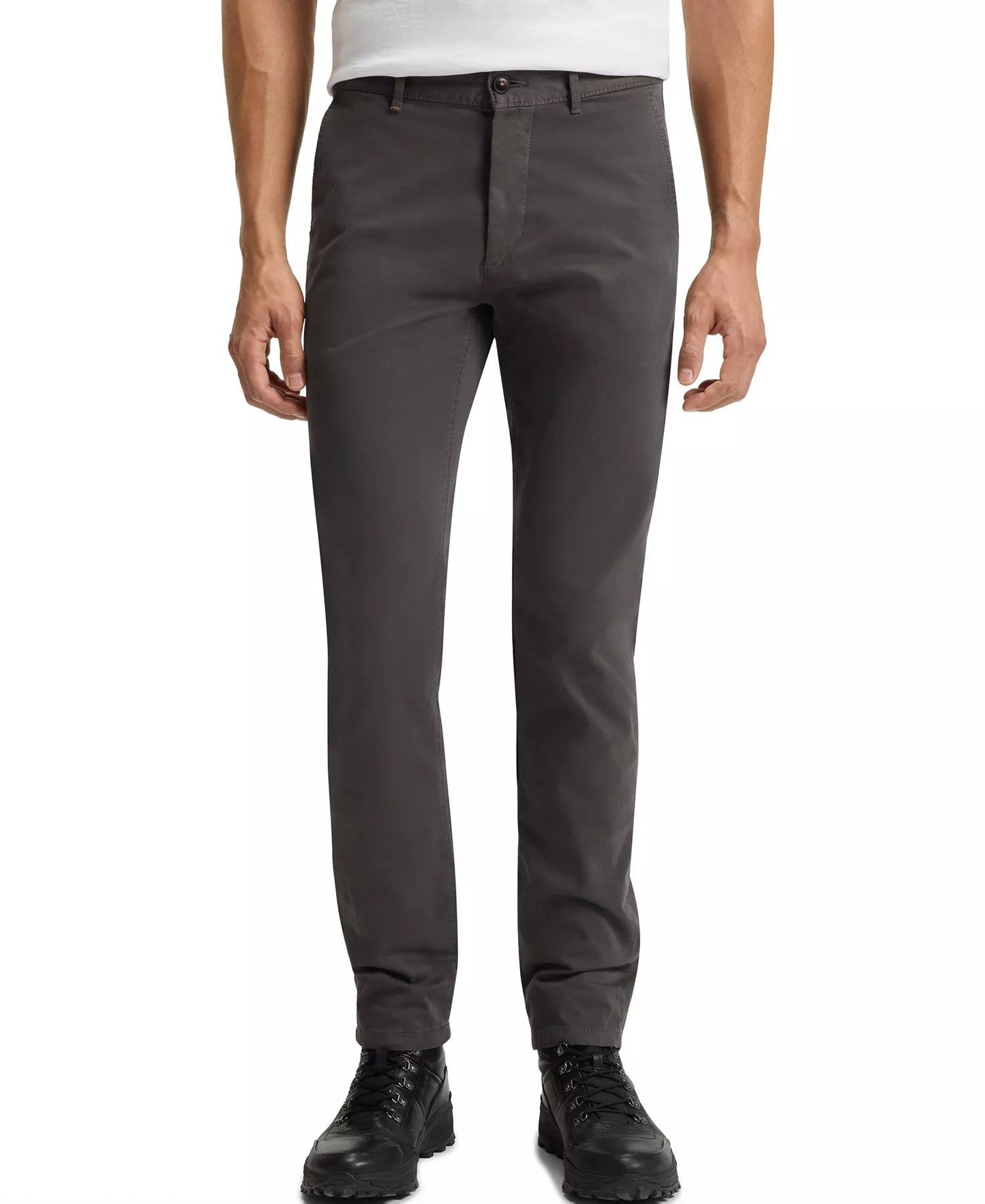 Boss By Hugo Boss Stretch Cotton Satin Slim Fit Chinos (Gray)
