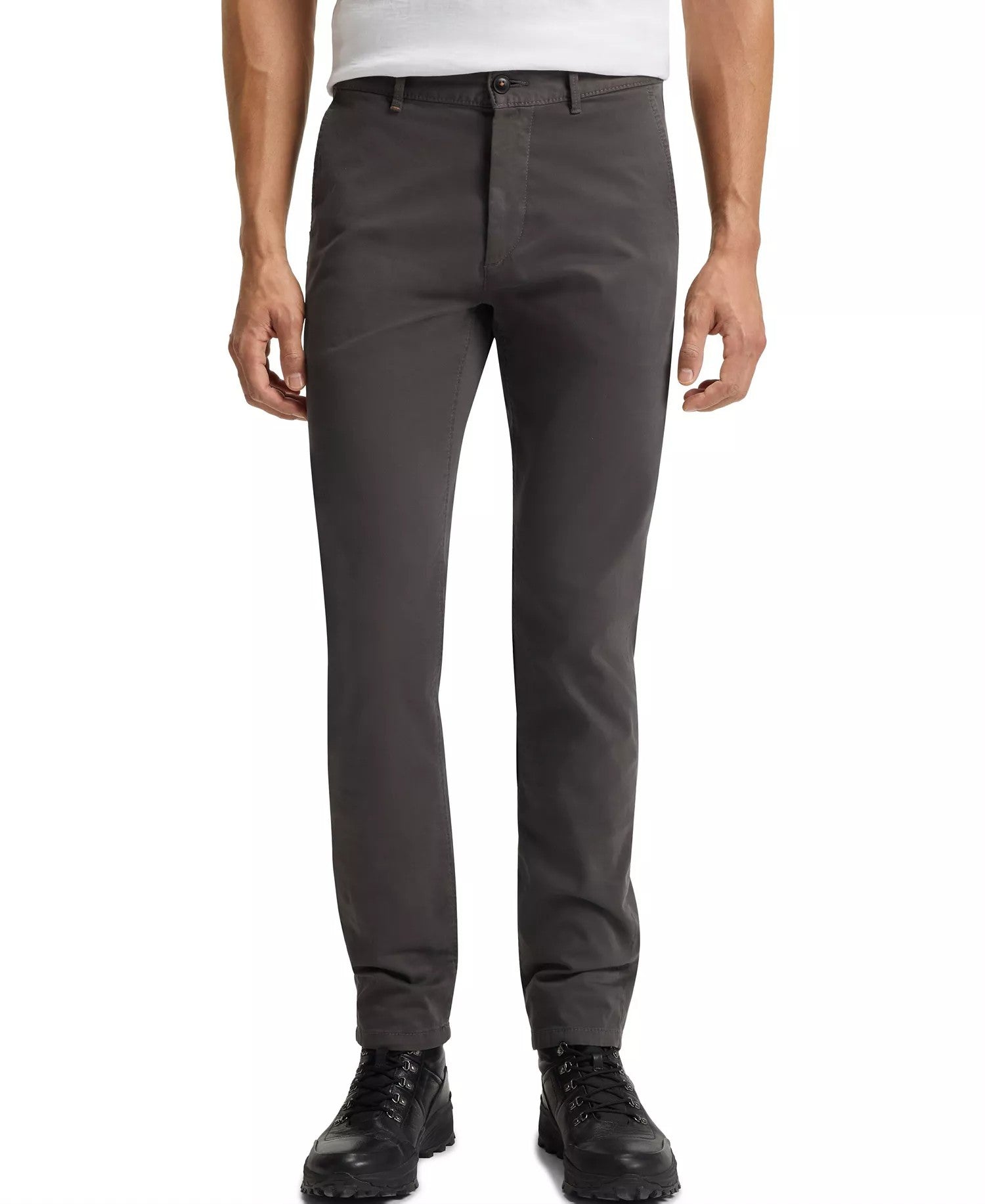 Boss By Hugo Boss Stretch Cotton Satin Slim Fit Chinos (Gray)