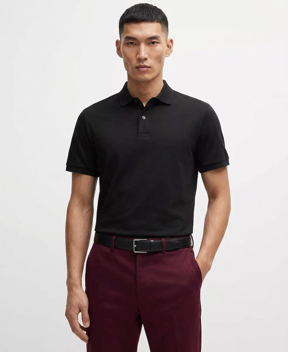 Boss By Hugo Boss Mercerized Cotton Regular Fit Polo Shirt (Black)