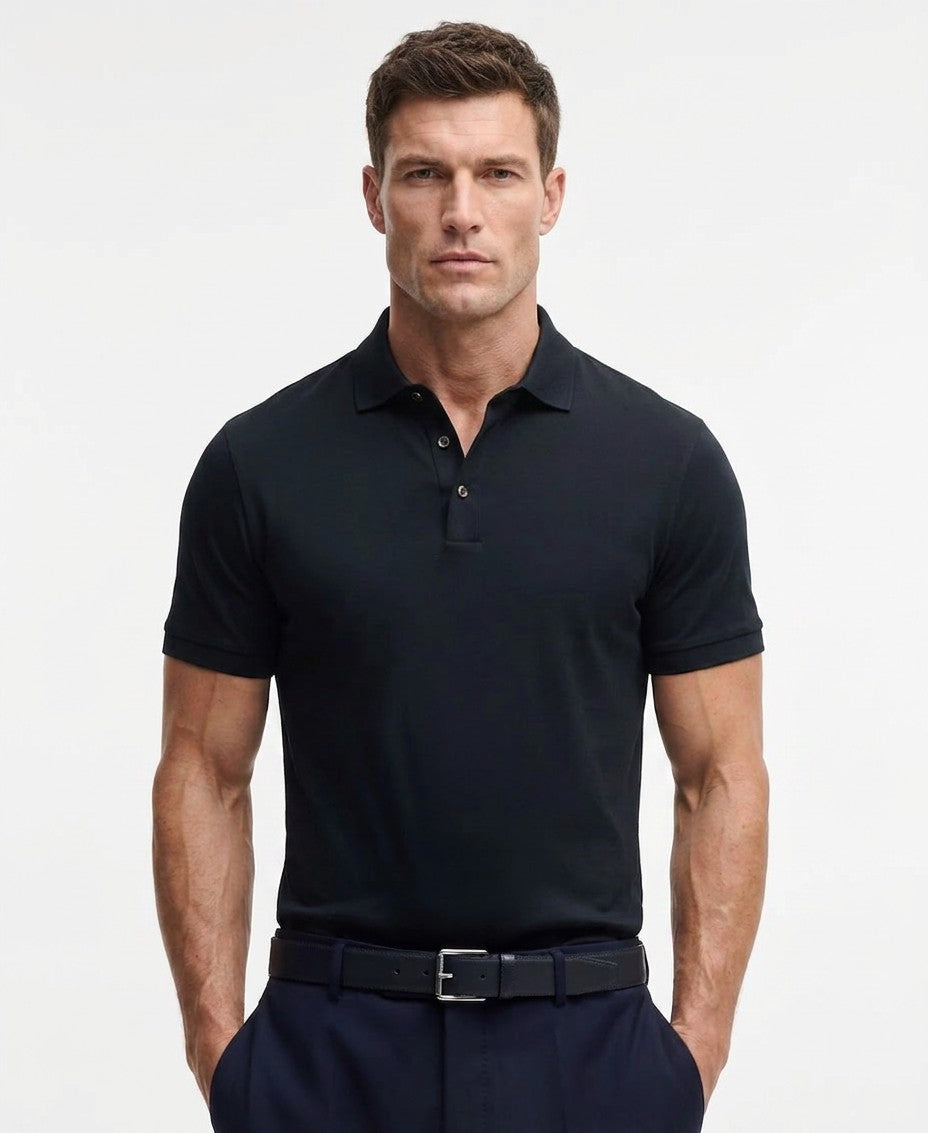 Boss By Hugo Boss Mercerized Cotton Regular Fit Polo Shirt (Dark Blue)