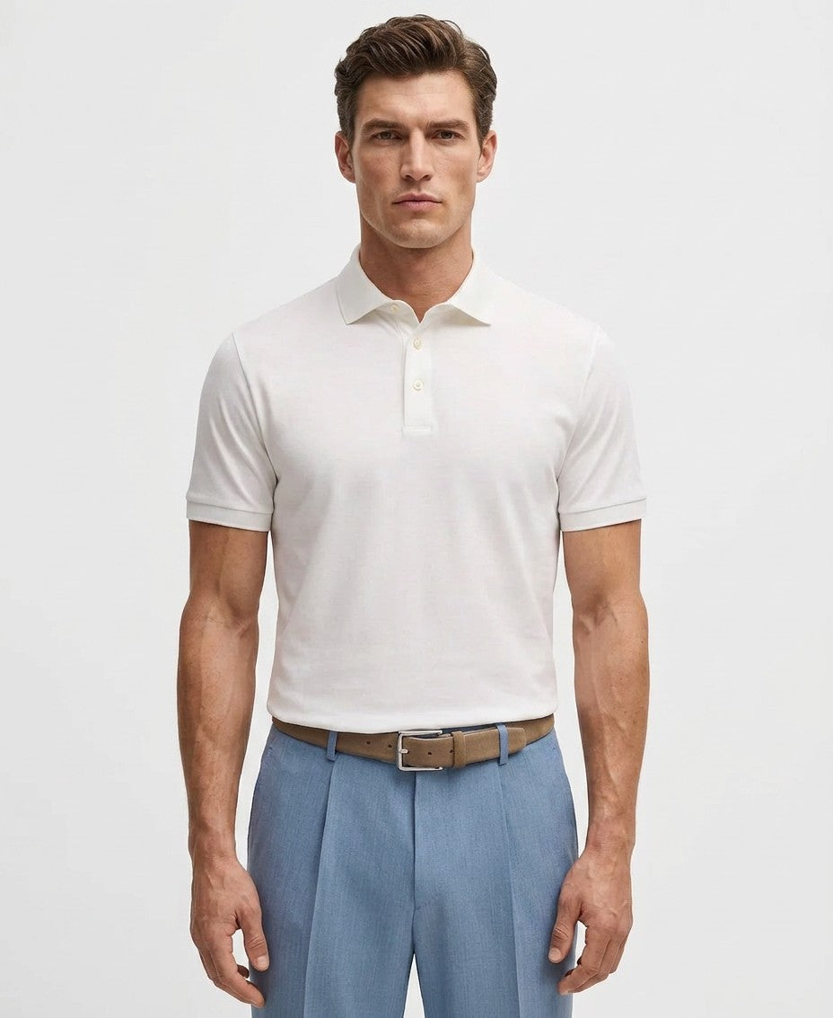 Boss By Hugo Boss Mercerized Cotton Regular Fit Polo Shirt (White)