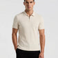 Perry Ellis Slim Fit Ribbed Knit 1 4 Zip Polo Shirt (Birch)