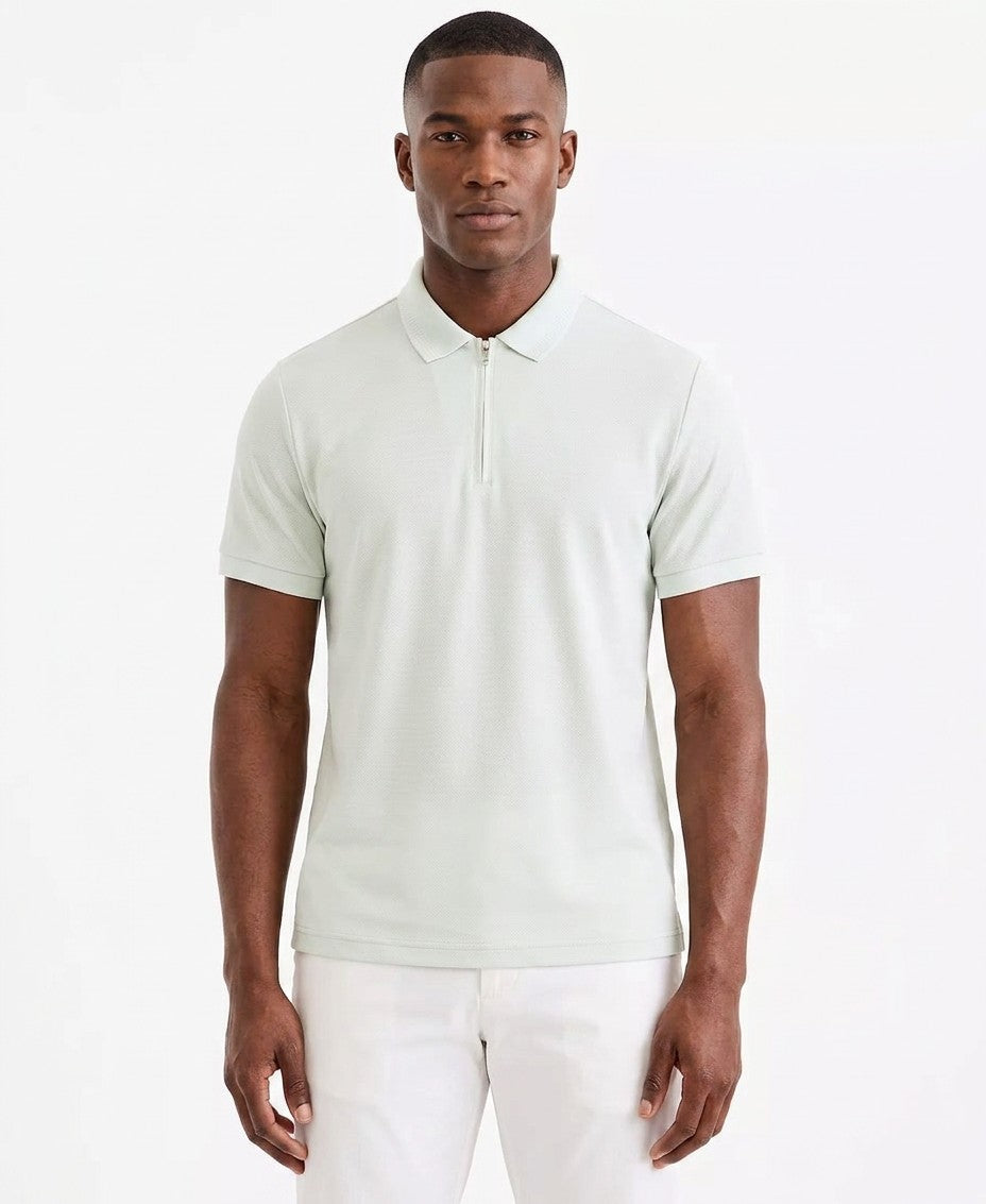 Alfani Ottoman Short Sleeve Textured Quarter-Zip Polo Shirt (Macy's Exclusive) (Frosty Mint)