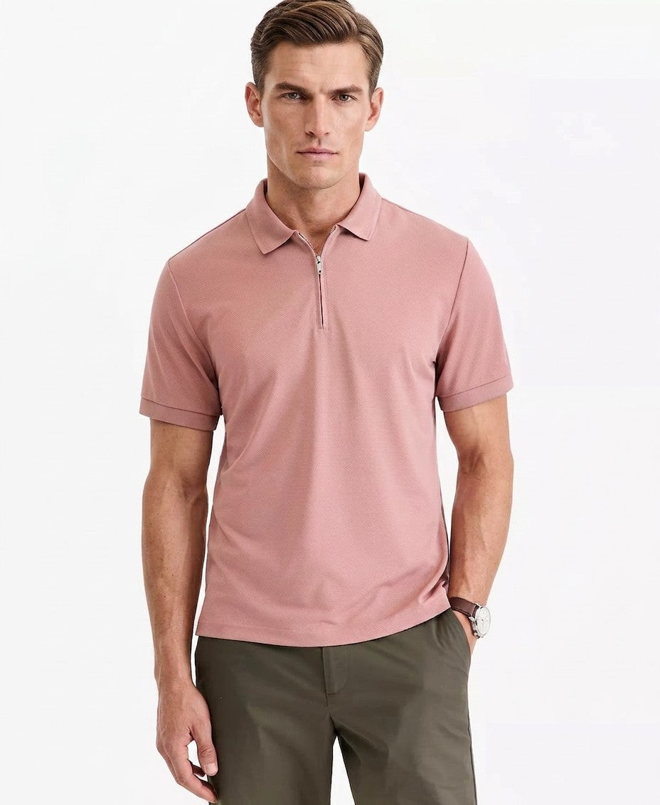 Alfani Ottoman Short Sleeve Textured Quarter-Zip Polo Shirt (Macy's Exclusive) (Waimea)