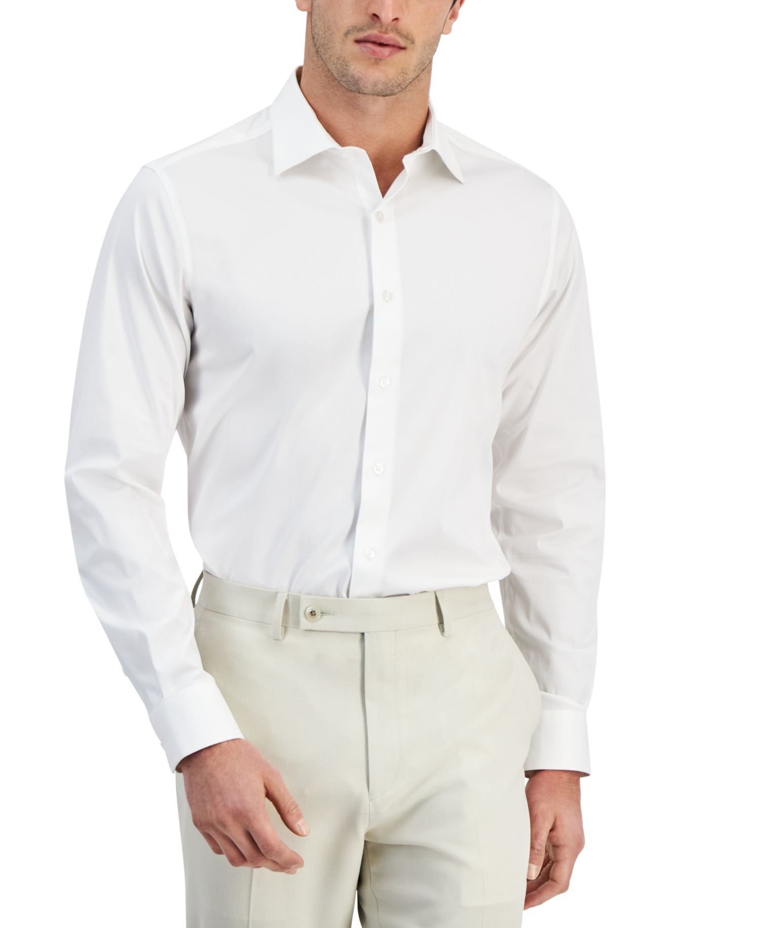 Alfani Temperature Regulating Solid Dress Shirt Slim Regular Fit (Bright White)