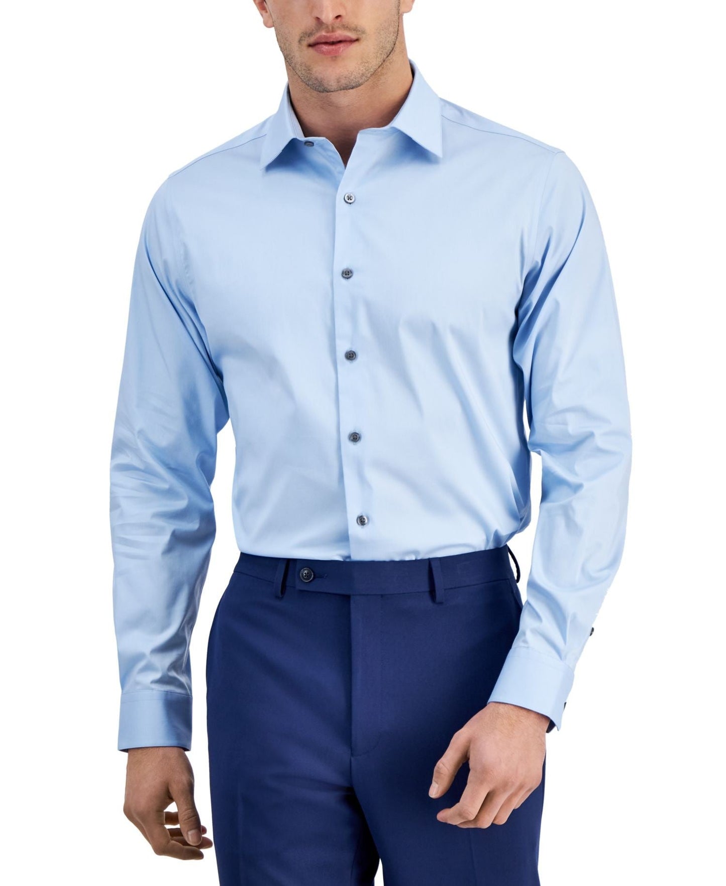 Alfani Temperature Regulating Solid Dress Shirt Slim Regular Fit (Horizon Blue)