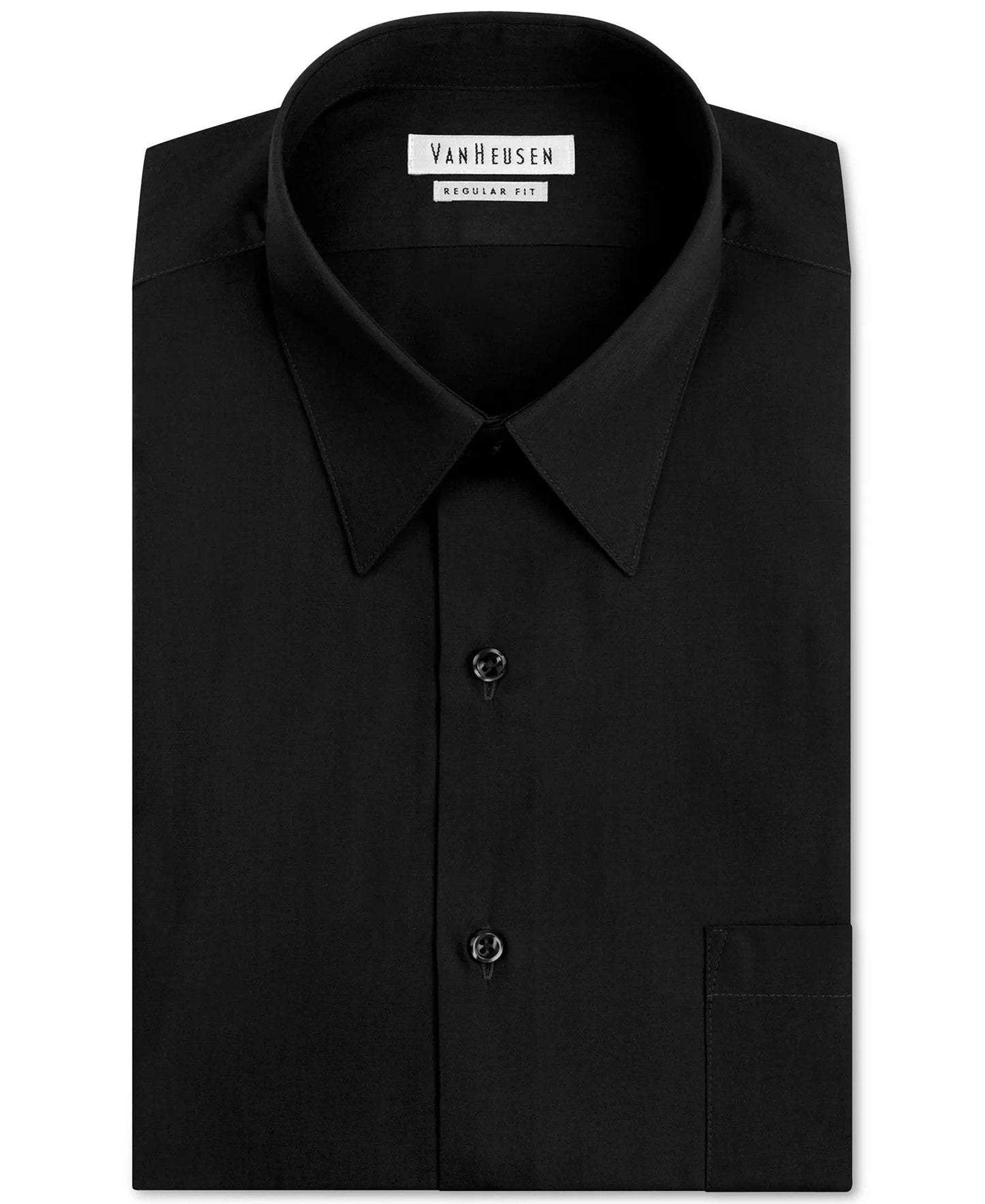Van Heusen Poplin Dress Shirt Classic Athletic Fit (Black)