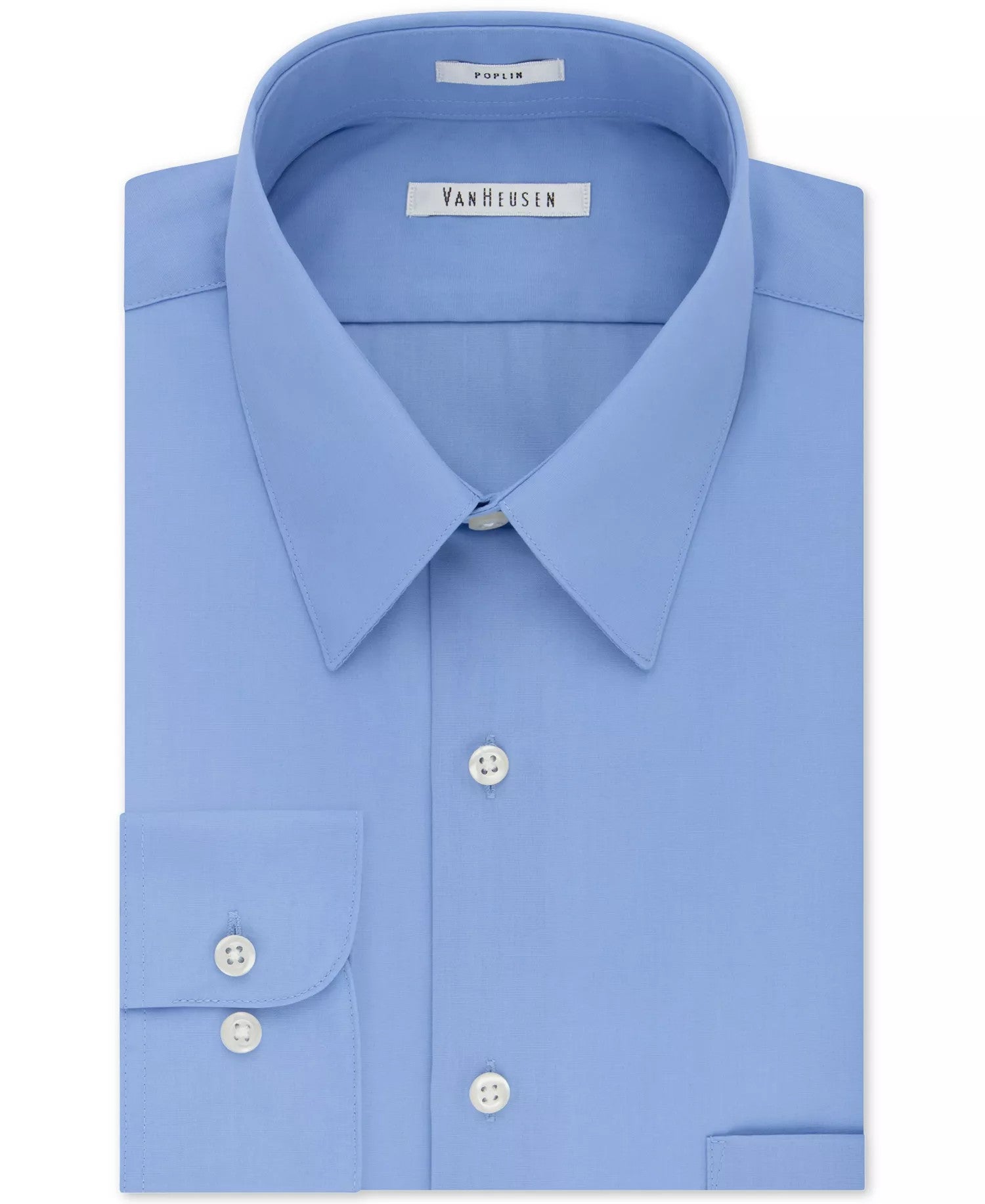 Van Heusen Poplin Dress Shirt Classic Athletic Fit (Cameo Blue)