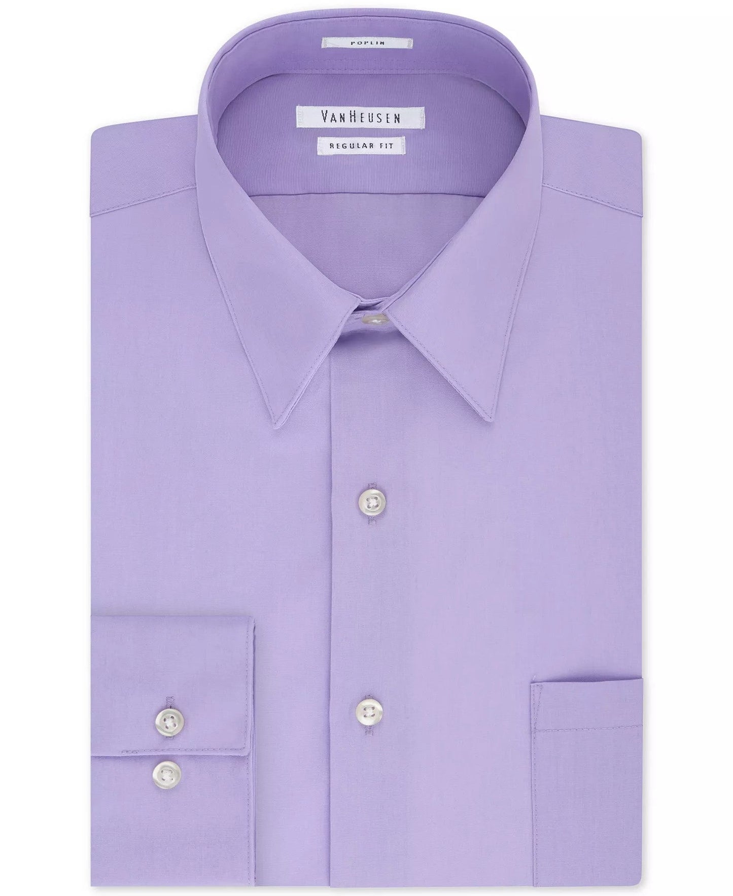 Van Heusen Poplin Dress Shirt Classic Athletic Fit (Lavender)