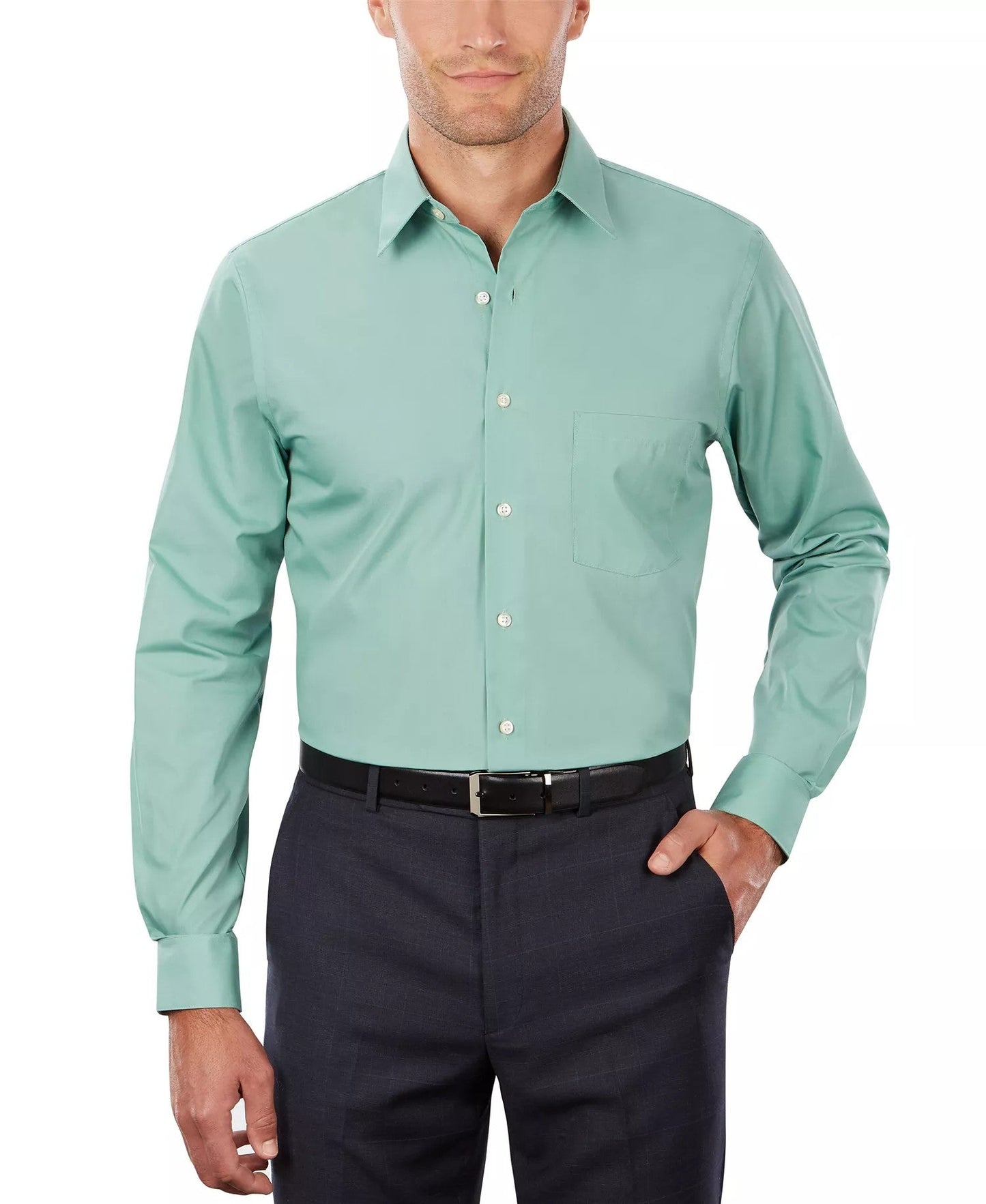 Van Heusen Poplin Dress Shirt Classic Athletic Fit (Leaf)