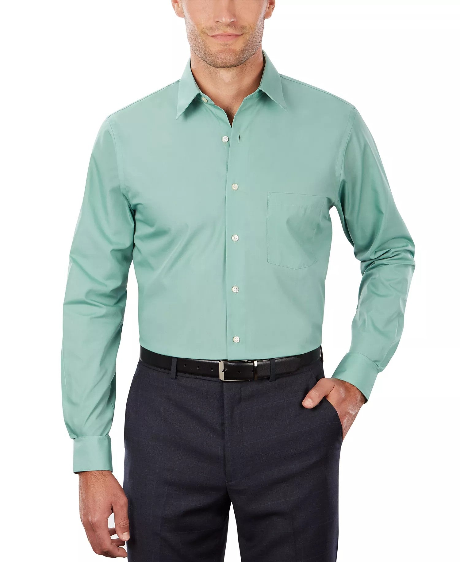 Van Heusen Poplin Dress Shirt Classic Athletic Fit (Leaf)