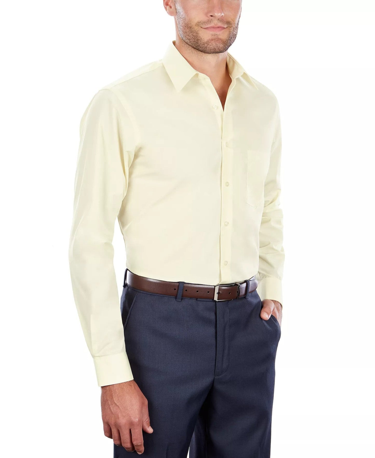 Van Heusen Poplin Dress Shirt Classic Athletic Fit (Lemon Glaze)