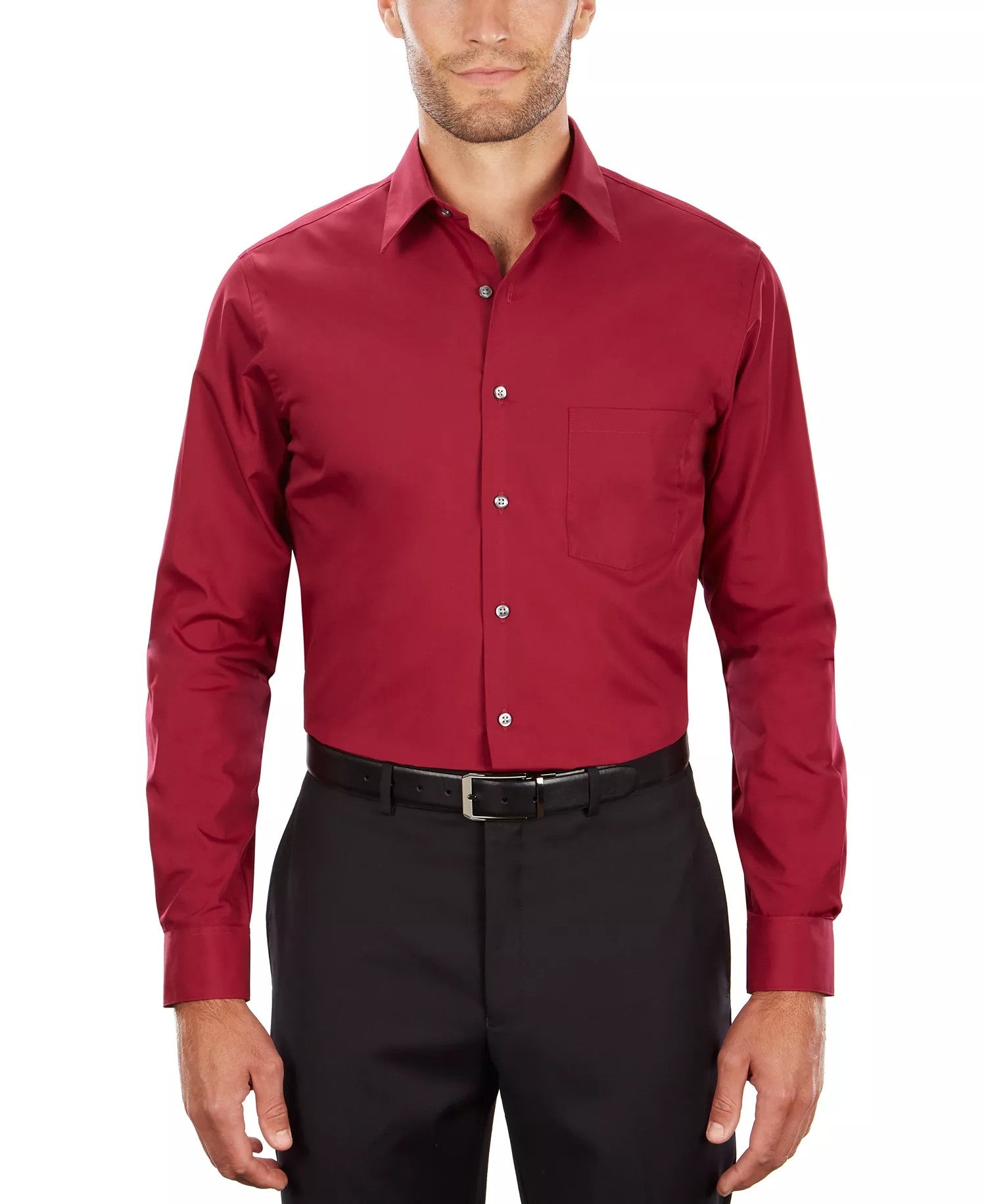 Van Heusen Poplin Dress Shirt Classic Athletic Fit (Magenta)