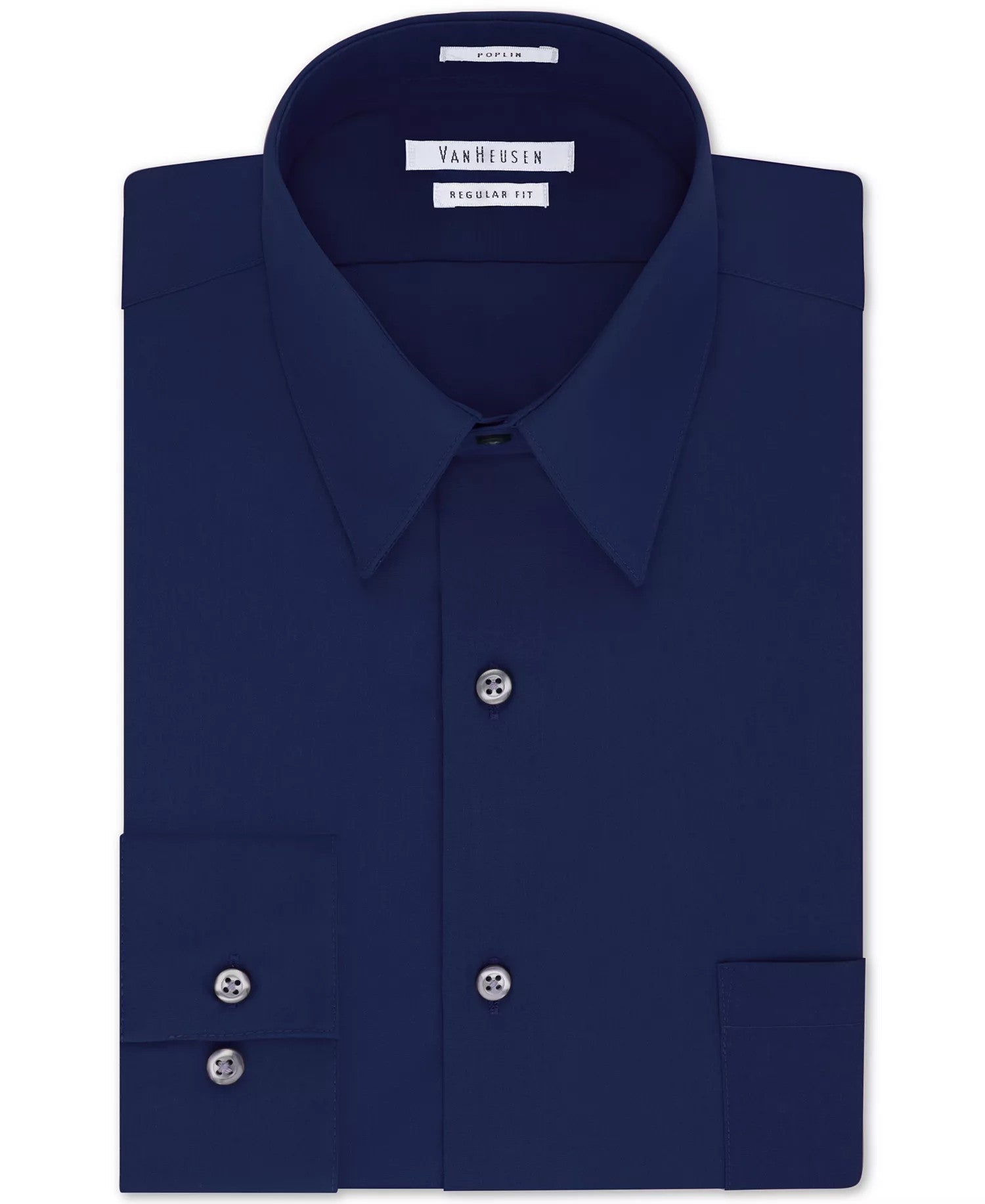 Van Heusen Poplin Dress Shirt Classic Athletic Fit (Persian Blue)
