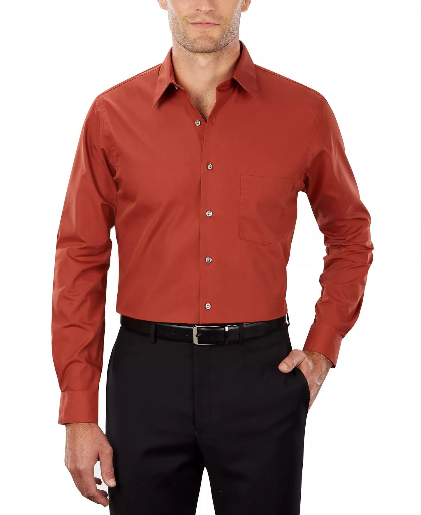 Van Heusen Poplin Dress Shirt Classic Athletic Fit (Persimmon)
