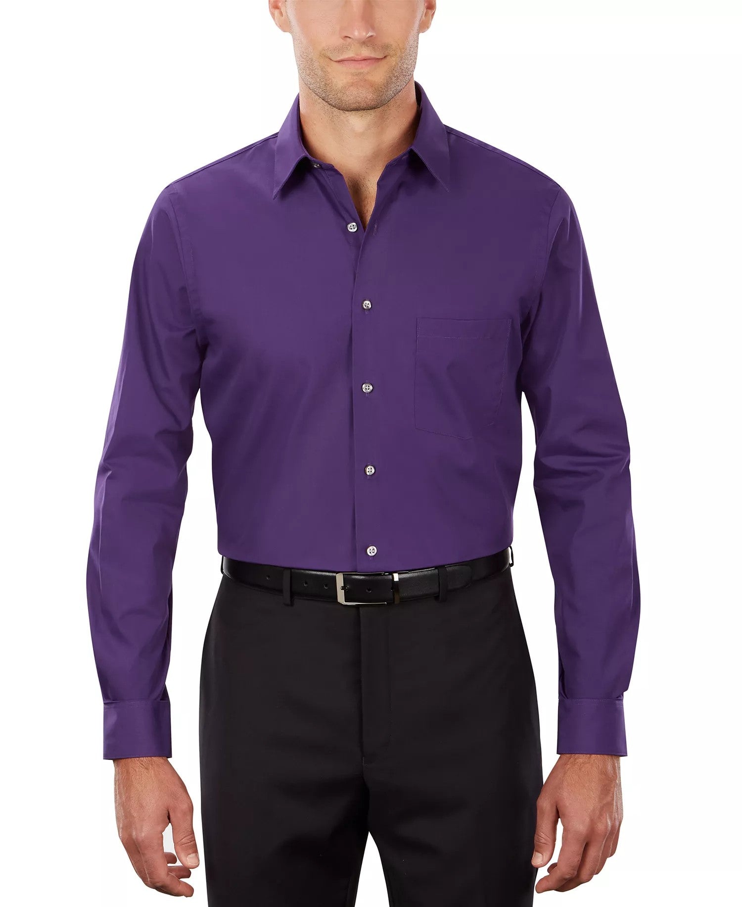 Van Heusen Poplin Dress Shirt Classic Athletic Fit (Purple Velvet)