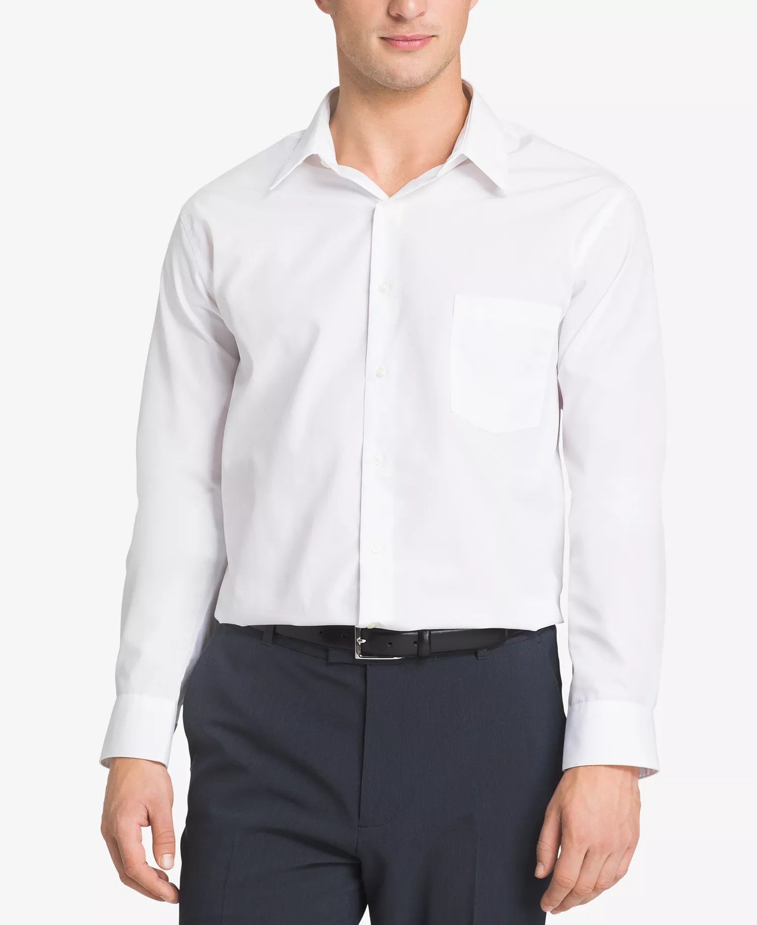 Van Heusen Poplin Dress Shirt Classic Athletic Fit (White)