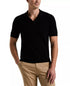 Perry Ellis Johnny Collar Stripe Polo Shirt (Black)