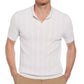 Perry Ellis Johnny Collar Stripe Polo Shirt (Bright White)