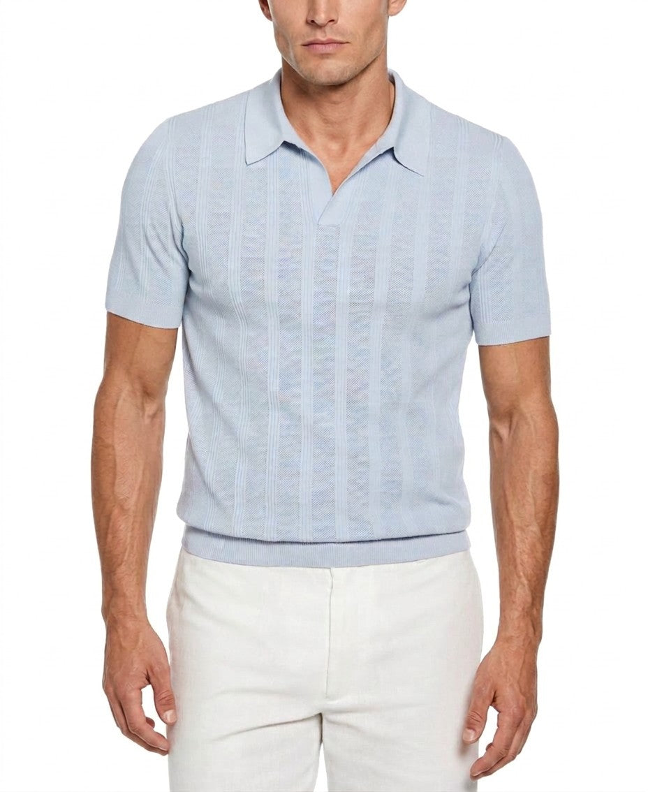 Perry Ellis Johnny Collar Stripe Polo Shirt (Kentucky Blue)