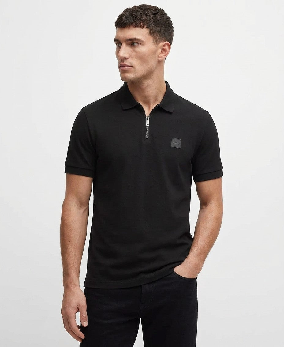 Boss By Hugo Boss Stretch Cotton Pique Slim Fit Polo Shirt (Black)