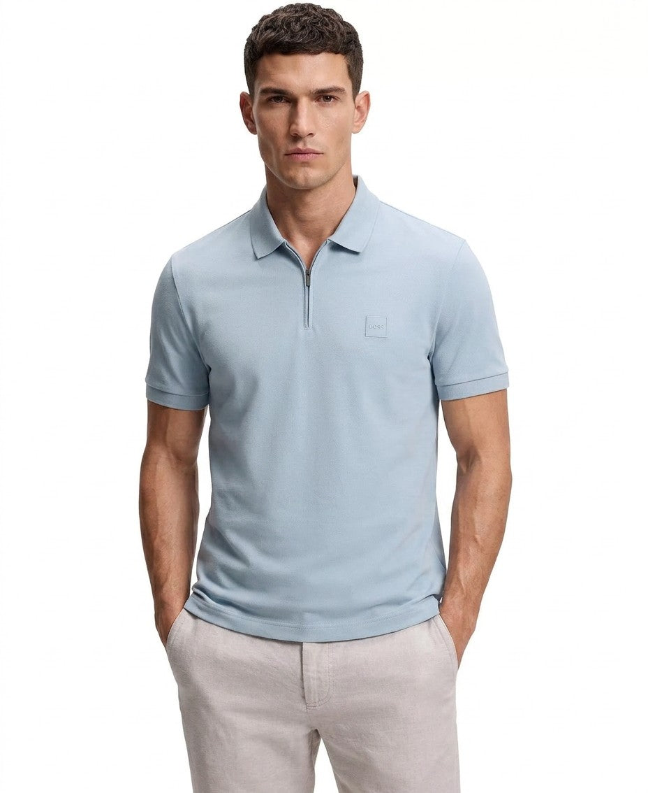 Boss By Hugo Boss Stretch Cotton Pique Slim Fit Polo Shirt (Open Blue)