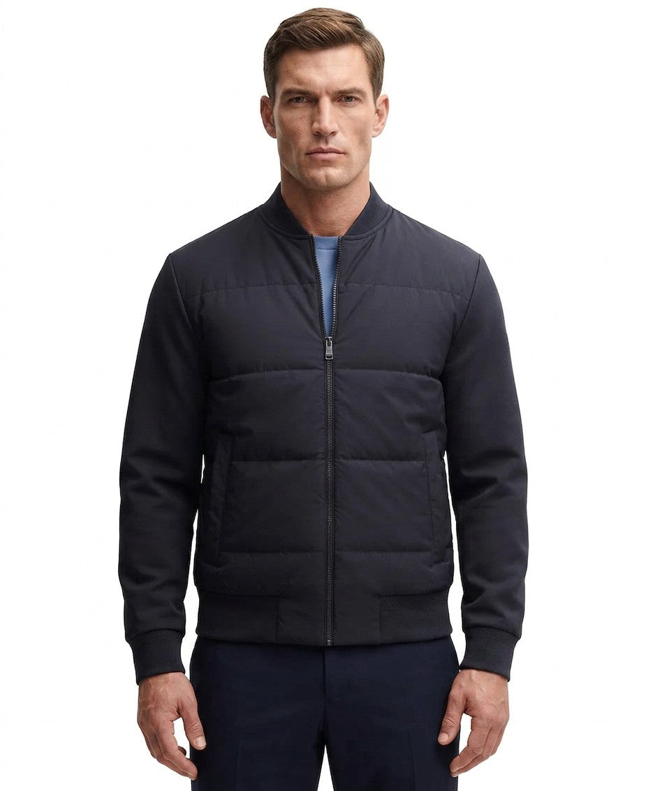 Boss By Hugo Boss Cotton-Blend Zip Up Padded Jacket (Dark Blue)