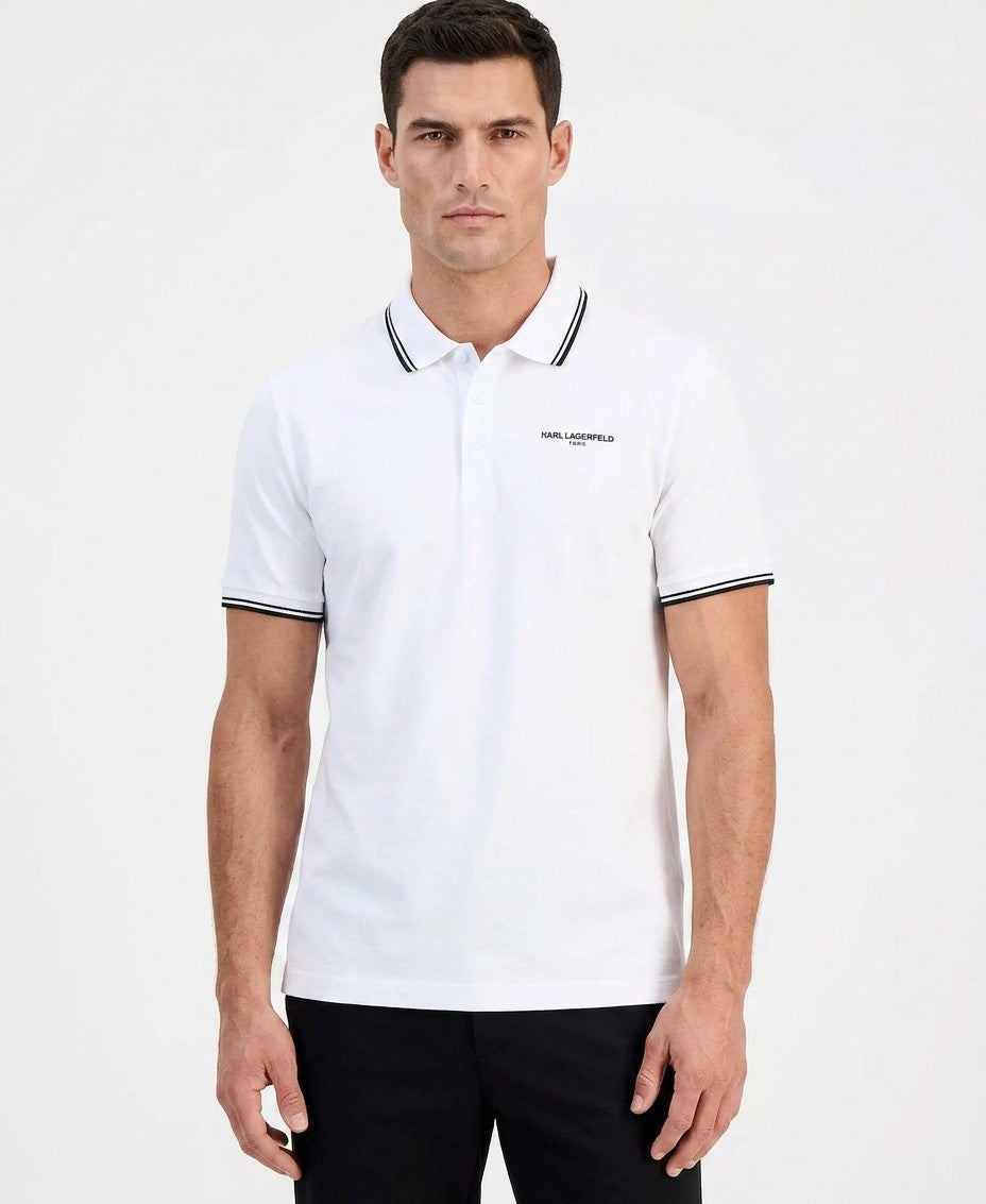 Karl Lagerfeld Paris Regular Fit Tipped Polo Shirt (White)