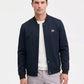 Karl Lagerfeld Textured Varsity Zip Bomber Jacket (Navy)