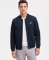 Karl Lagerfeld Textured Varsity Zip Bomber Jacket (Navy)