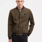 Karl Lagerfeld Textured Varsity Zip Bomber Jacket (Olive)