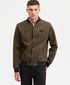 Karl Lagerfeld Textured Varsity Zip Bomber Jacket (Olive)