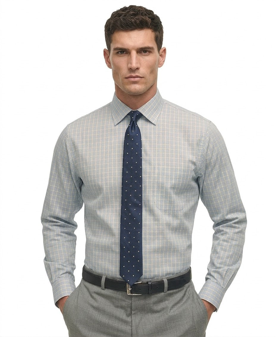 Brooks Brothers Regular Fit Navy Check Dress Shirt (Navy Multi)